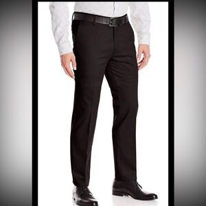 Mantoni Dress Pants Trousers Size 30 R Black 100% Wool Flat Front Slim Fit NWT